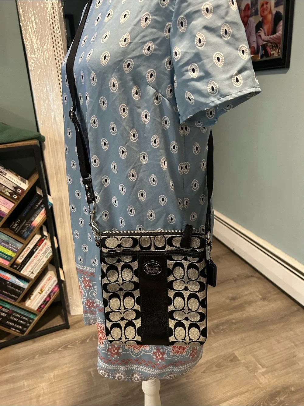 Coach Black and Cream Signature Canvas Crossbody